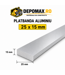 Platbanda aluminiu 25 x 15 mm, 6 metri (EN-AW 6060)